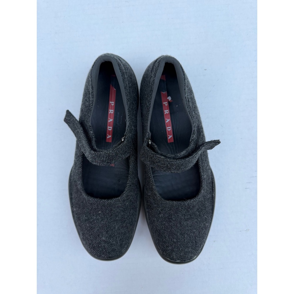 Vintage Y2K Prada Sport Mary Jane Wool Sneakers Grey Linea Rossa Vibram 2804 37 - Picture 4 of 15
